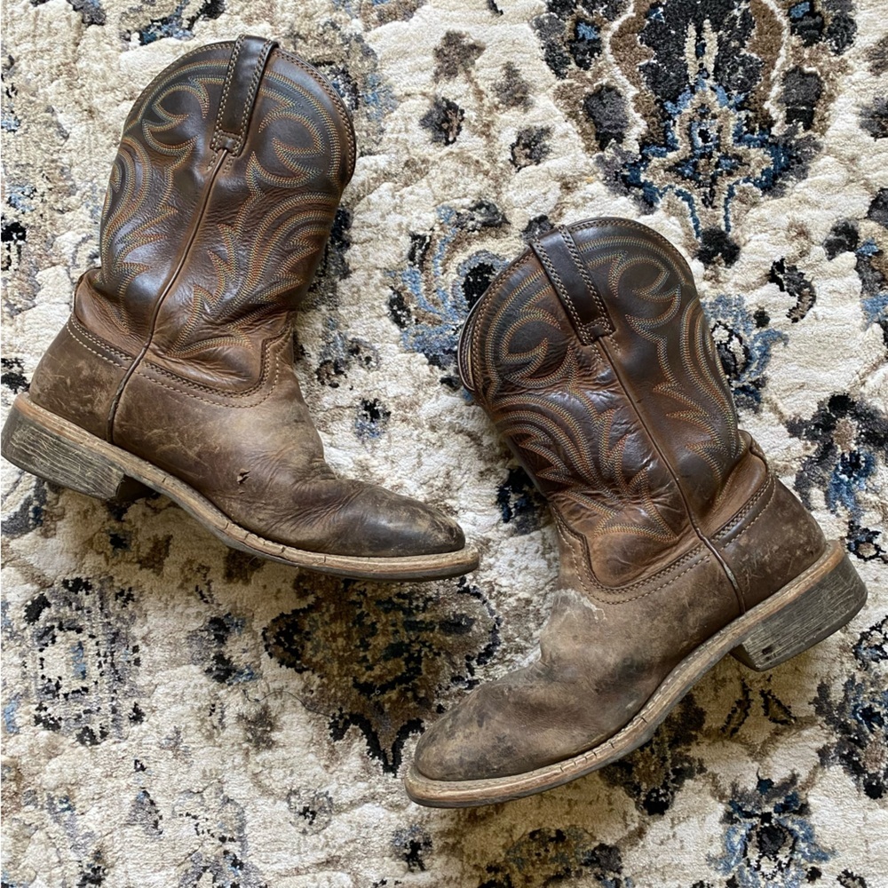 Ariat Brown Size 9.5 D Men Leather Work Western Square Toe Cowboy Boots - Picture 9 of 9